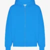 Överdimensionerad hoodie i ekologiskt bomull med dragkedja – Pacific Blue