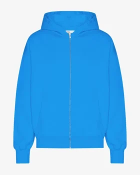 Överdimensionerad hoodie i ekologiskt bomull med dragkedja – Pacific Blue
