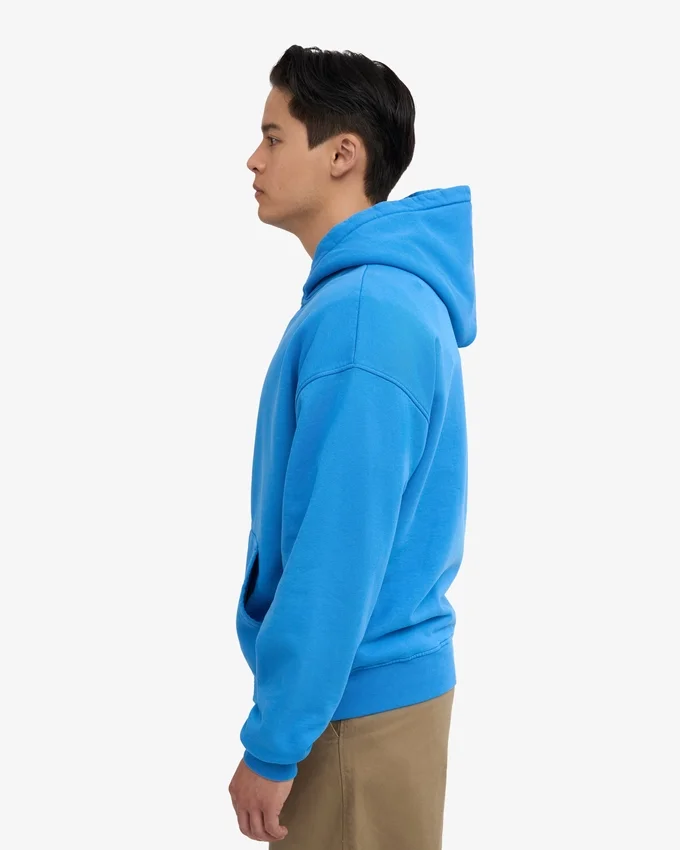 Överdimensionerad hoodie i ekologiskt bomull med dragkedja – Pacific Blue