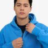 Överdimensionerad hoodie i ekologiskt bomull med dragkedja – Pacific Blue