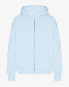 Överdimensionerad hoodie i ekologiskt bomull med dragkedja – polarblå