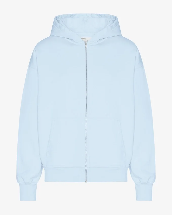 Överdimensionerad hoodie i ekologiskt bomull med dragkedja – polarblå