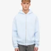 Överdimensionerad hoodie i ekologiskt bomull med dragkedja – polarblå