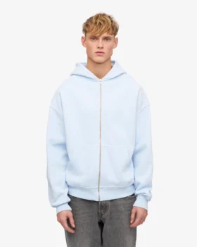 Överdimensionerad hoodie i ekologiskt bomull med dragkedja – polarblå