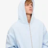 Överdimensionerad hoodie i ekologiskt bomull med dragkedja – polarblå
