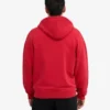 Överdimensionerad hoodie i ekologiskt bomull med dragkedja – scharlakansröd