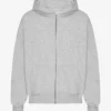 Överdimensionerad hoodie i ekologiskt bomull med dragkedja – snömelange