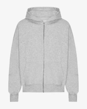 Överdimensionerad hoodie i ekologiskt bomull med dragkedja – snömelange