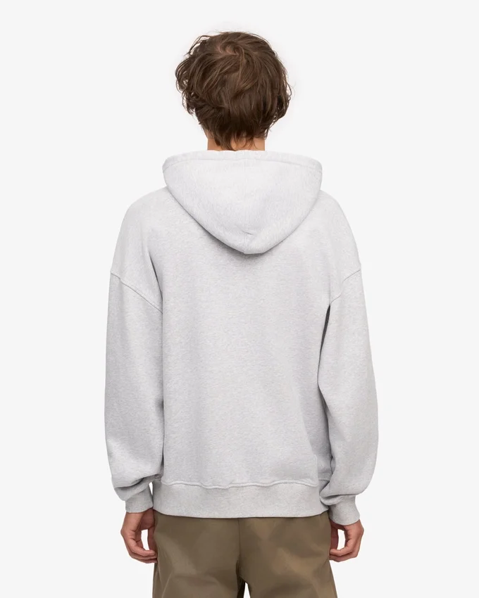 Överdimensionerad hoodie i ekologiskt bomull med dragkedja – snömelange