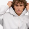Överdimensionerad hoodie i ekologiskt bomull med dragkedja – snömelange