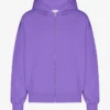 Överdimensionerad hoodie i ekologiskt bomull med dragkedja – ultraviolett