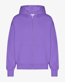 Överdimensionerad hoodie i ekologiskt bomull med dragkedja – ultraviolett