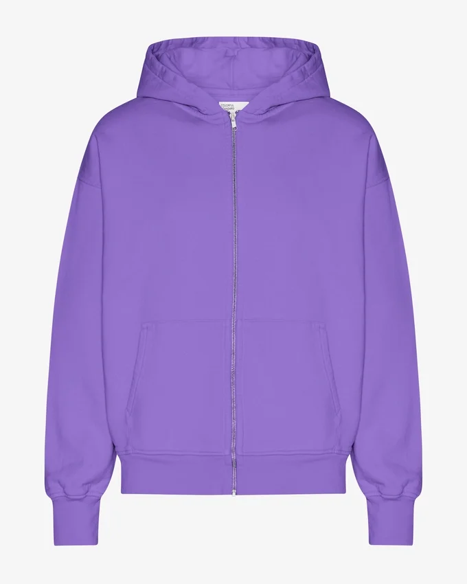 Överdimensionerad hoodie i ekologiskt bomull med dragkedja – ultraviolett