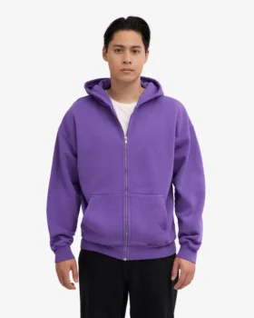 Överdimensionerad hoodie i ekologiskt bomull med dragkedja – ultraviolett