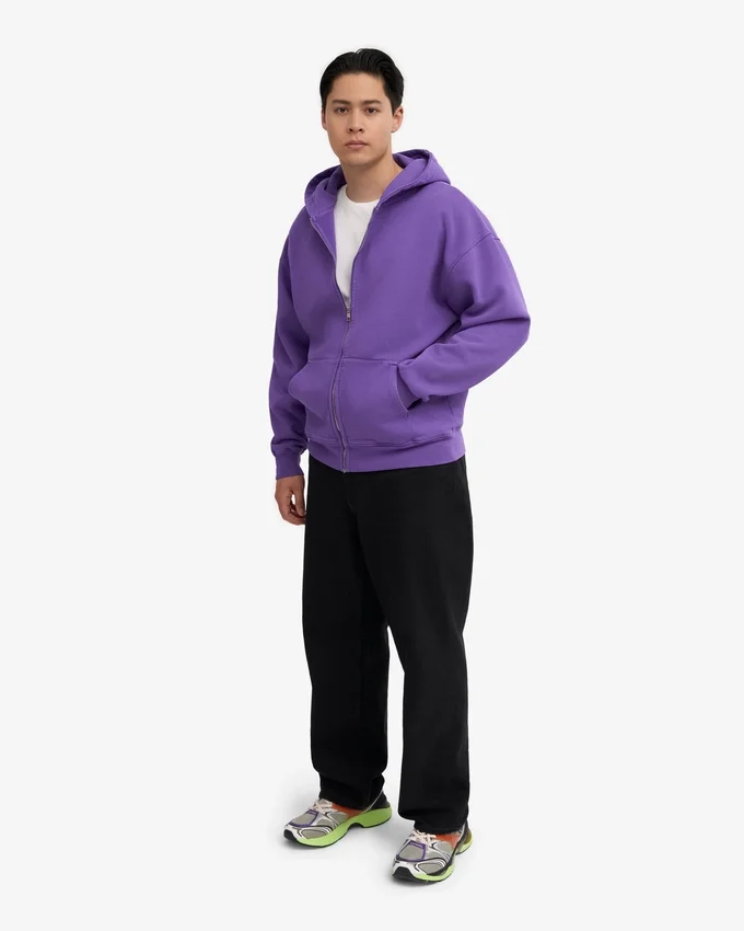 Överdimensionerad hoodie i ekologiskt bomull med dragkedja – ultraviolett