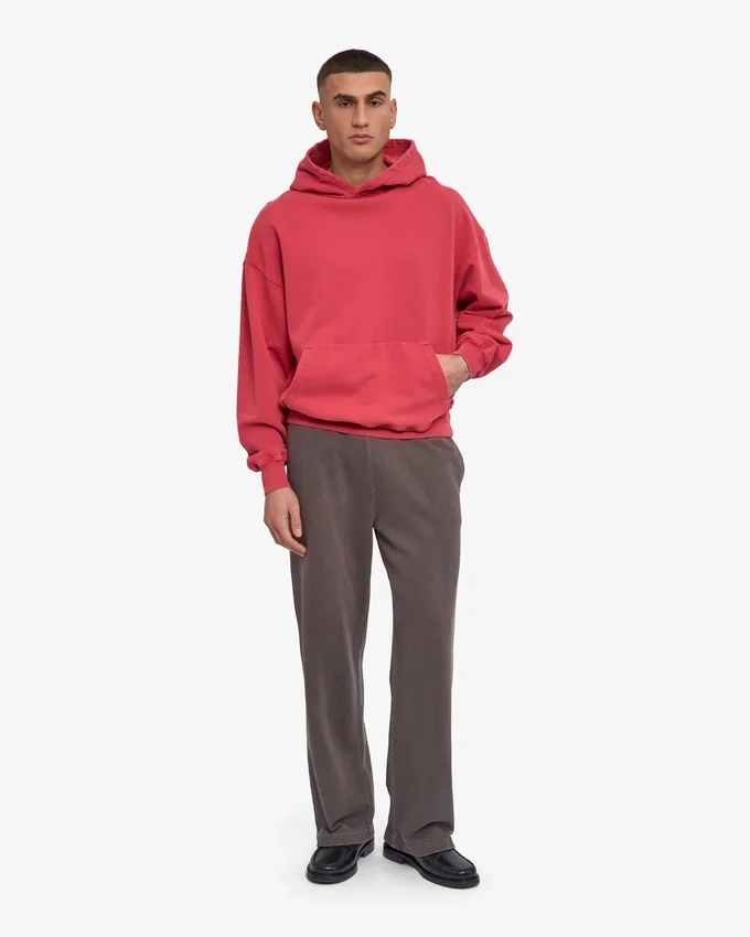 Överdimensionerad hoodie i ekologiskt tyg – blekt rött