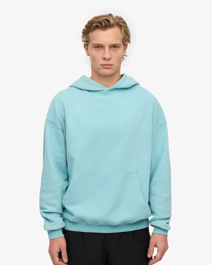 Överdimensionerad hoodie i ekologiskt tyg – blågrön