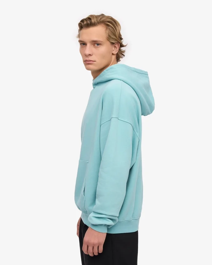 Överdimensionerad hoodie i ekologiskt tyg – blågrön
