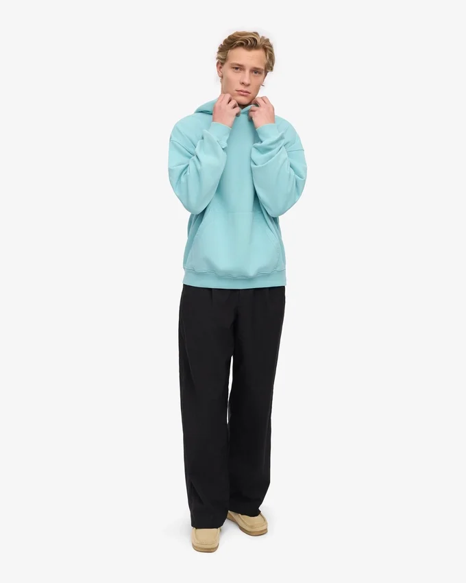 Överdimensionerad hoodie i ekologiskt tyg – blågrön