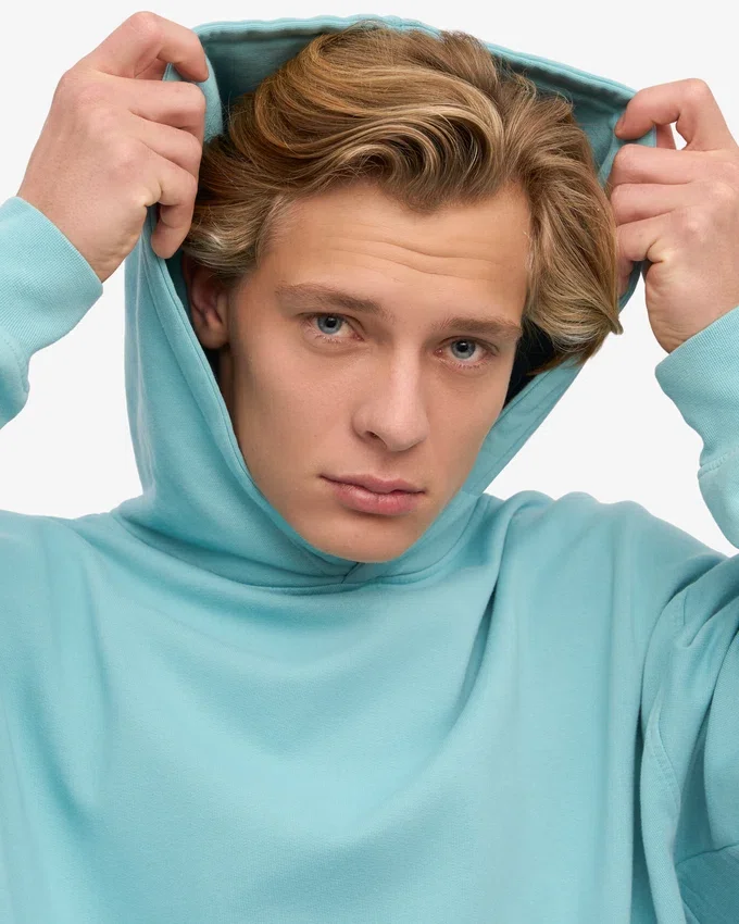 Överdimensionerad hoodie i ekologiskt tyg – blågrön