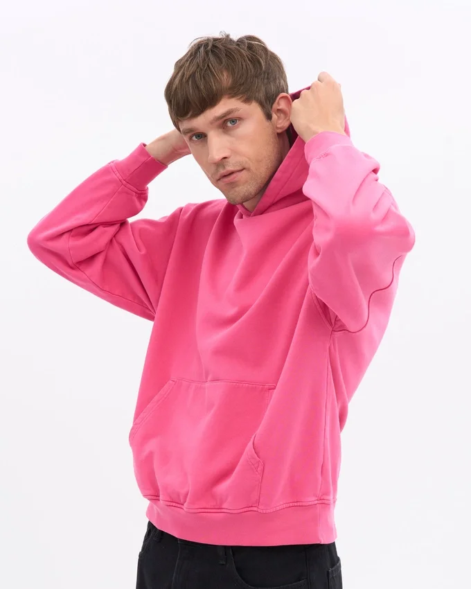 Överdimensionerad hoodie i ekologiskt tyg – Bubblegumrosa