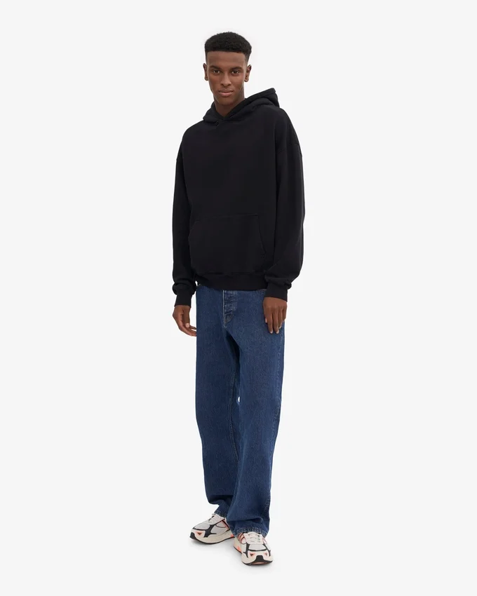 Överdimensionerad hoodie i ekologiskt tyg – djupsvart