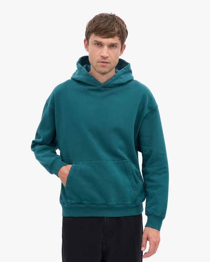 Överdimensionerad hoodie i ekologiskt tyg – havsgrön