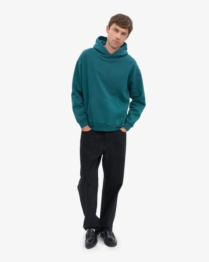 Överdimensionerad hoodie i ekologiskt tyg – havsgrön