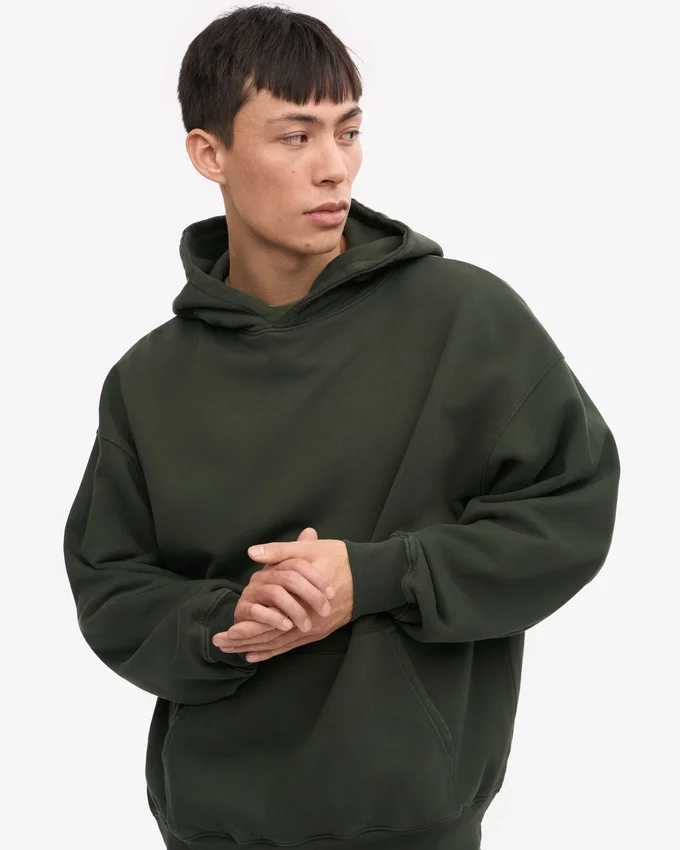 Överdimensionerad hoodie i ekologiskt tyg – jaktgrön