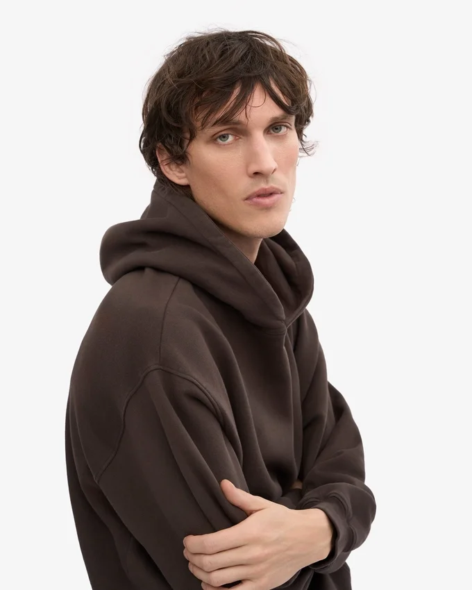 Överdimensionerad hoodie i ekologiskt tyg – kaffebrun