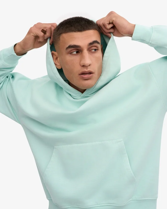 Överdimensionerad hoodie i ekologiskt tyg – ljus aqua