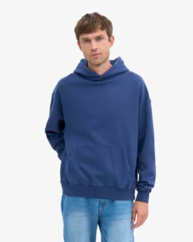 Överdimensionerad hoodie i ekologiskt tyg – marinblå