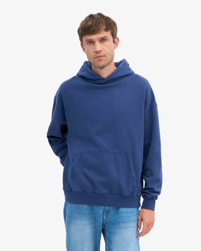 Överdimensionerad hoodie i ekologiskt tyg – marinblå