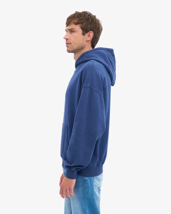 Överdimensionerad hoodie i ekologiskt tyg – marinblå