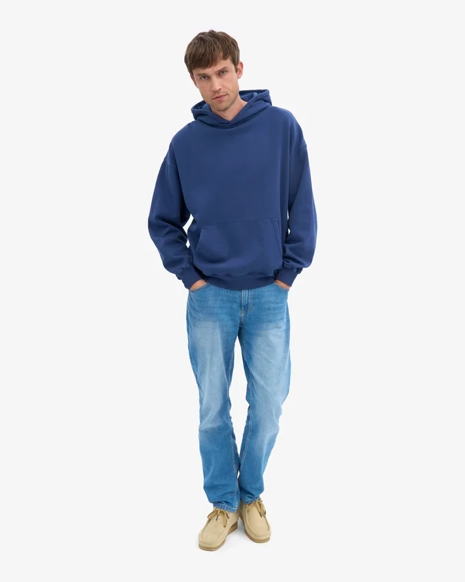Överdimensionerad hoodie i ekologiskt tyg – marinblå