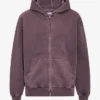 Överdimensionerad hoodie i ekologiskt tyg med dragkedja – blekt druvblå