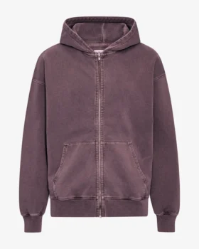 Överdimensionerad hoodie i ekologiskt tyg med dragkedja – blekt druvblå