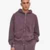 Överdimensionerad hoodie i ekologiskt tyg med dragkedja – blekt druvblå