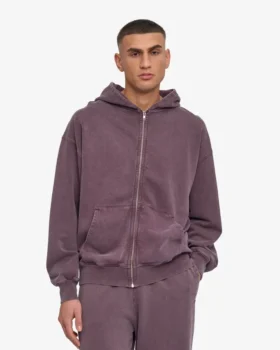 Överdimensionerad hoodie i ekologiskt tyg med dragkedja – blekt druvblå
