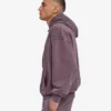 Överdimensionerad hoodie i ekologiskt tyg med dragkedja – blekt druvblå