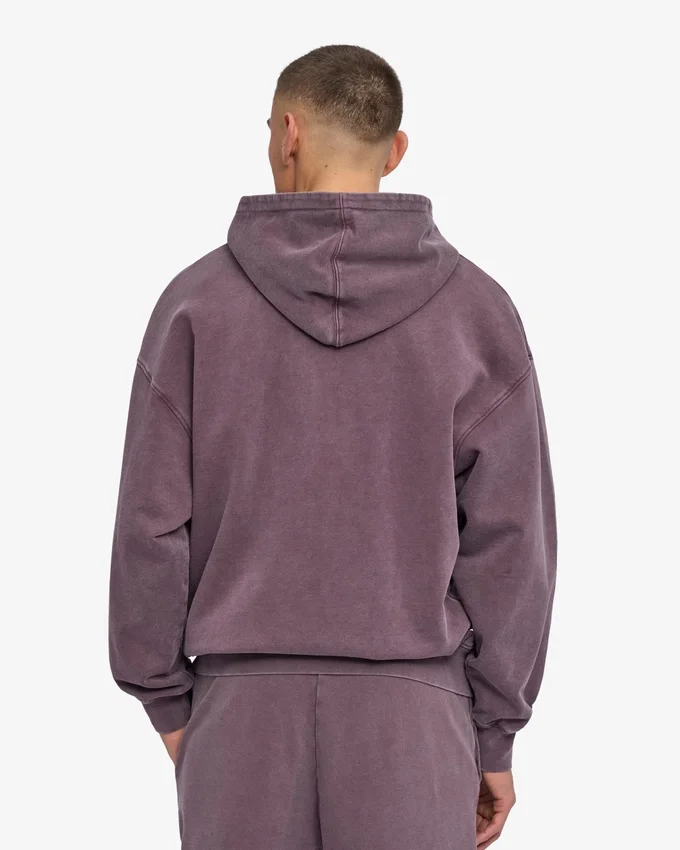 Överdimensionerad hoodie i ekologiskt tyg med dragkedja – blekt druvblå