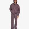 Överdimensionerad hoodie i ekologiskt tyg med dragkedja – blekt druvblå