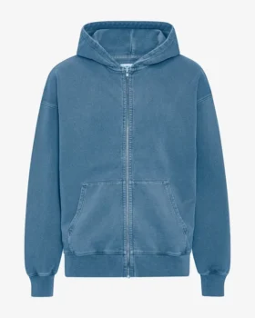Överdimensionerad hoodie i ekologiskt tyg med dragkedja – blekt indigo