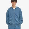 Överdimensionerad hoodie i ekologiskt tyg med dragkedja – blekt indigo