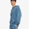 Överdimensionerad hoodie i ekologiskt tyg med dragkedja – blekt indigo