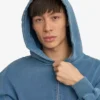 Överdimensionerad hoodie i ekologiskt tyg med dragkedja – blekt indigo
