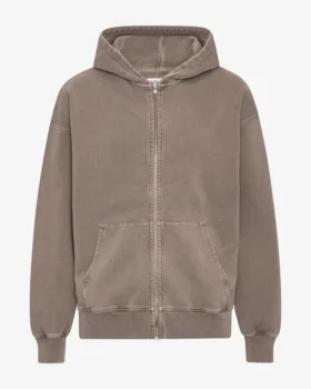 Överdimensionerad hoodie i ekologiskt tyg med dragkedja – blekt khaki