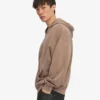 Överdimensionerad hoodie i ekologiskt tyg med dragkedja – blekt khaki