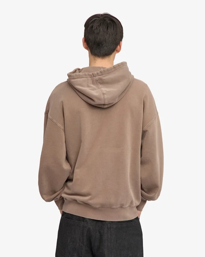 Överdimensionerad hoodie i ekologiskt tyg med dragkedja – blekt khaki