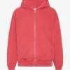 Överdimensionerad hoodie i ekologiskt tyg med dragkedja – blekt rött